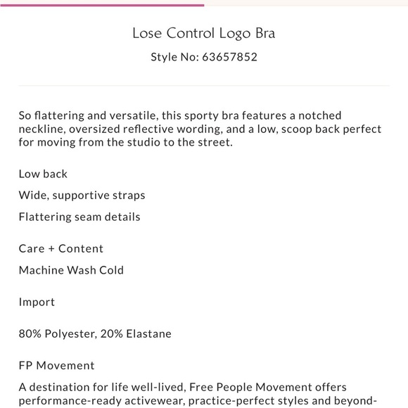 FP Movement Lose Control Logo Bra - Picture 2 of 9